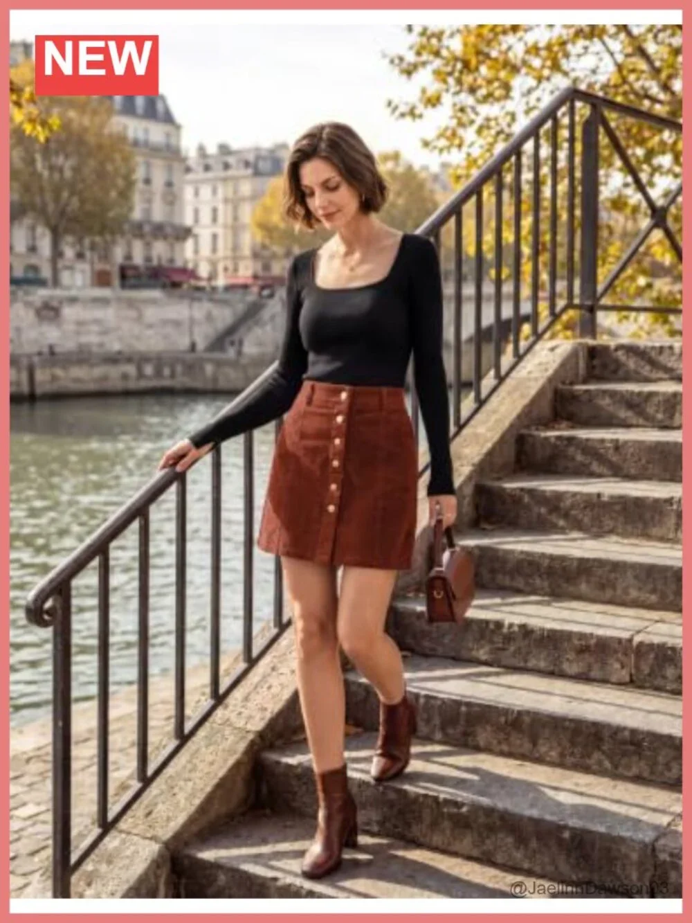 Corduroy Mini Skirt with Pockets High Waisted A-Line